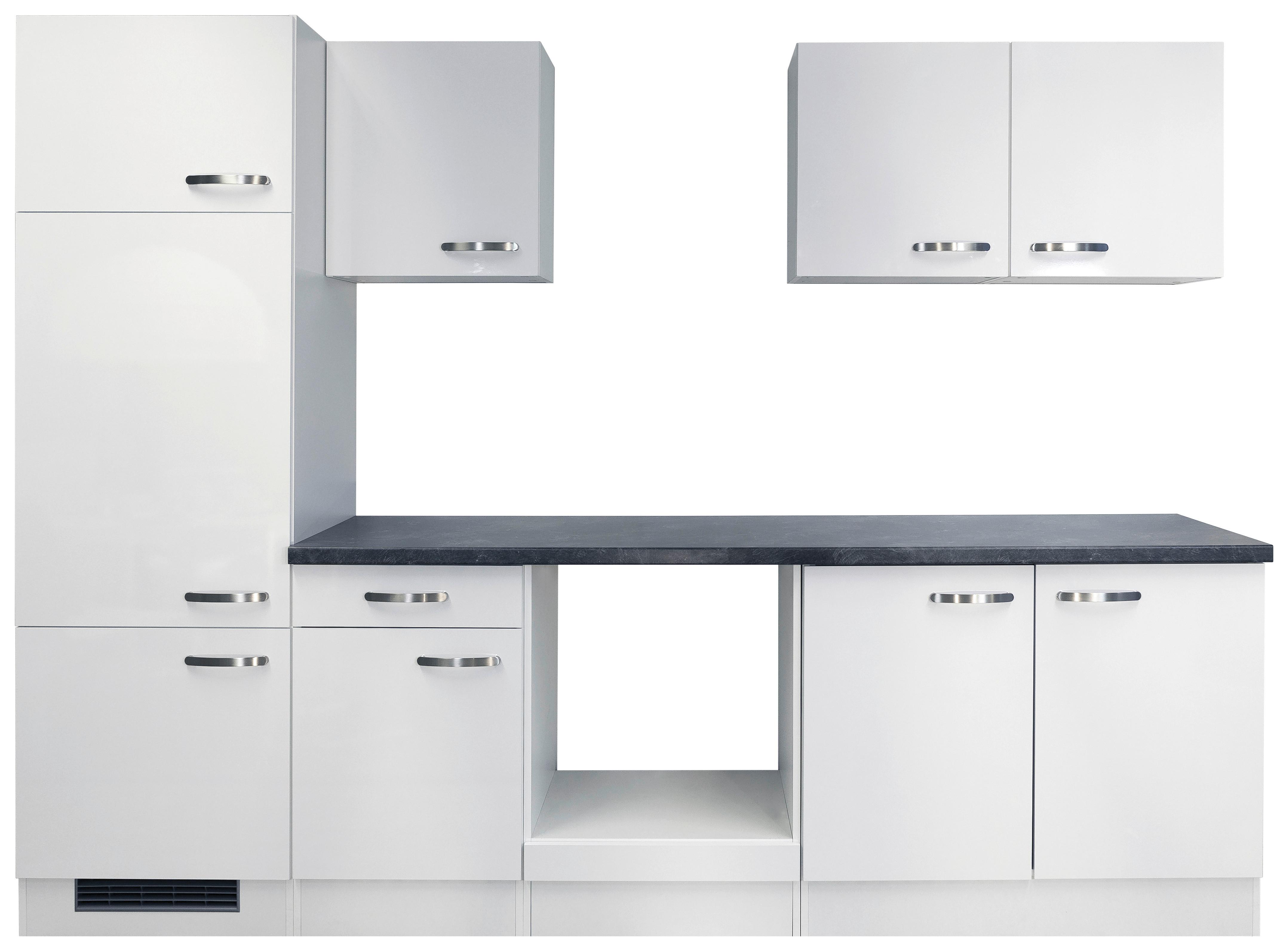 Kuhinjski Blok Brez Aparatov Alba, Bela, 270 Cm - barve nerjavečega jekla/bela, Moderno, kovina/leseni material (270cm) - FlexWell