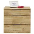 Nachtkästchen Grau/Eichefarben - Eichefarben/Schwarz, KONVENTIONELL, Holzwerkstoff/Metall (58/54/41cm) - Premium Living