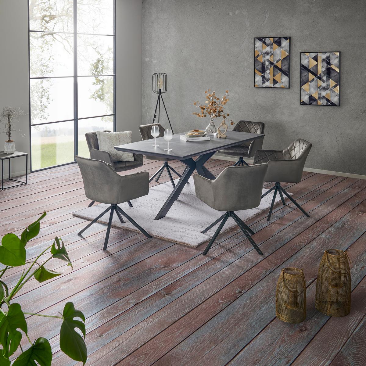Jedilna Miza Steve, Črna, Keramična Plošča, 180x90 - črna, Moderno, kovina/leseni material (180/76/90cm)