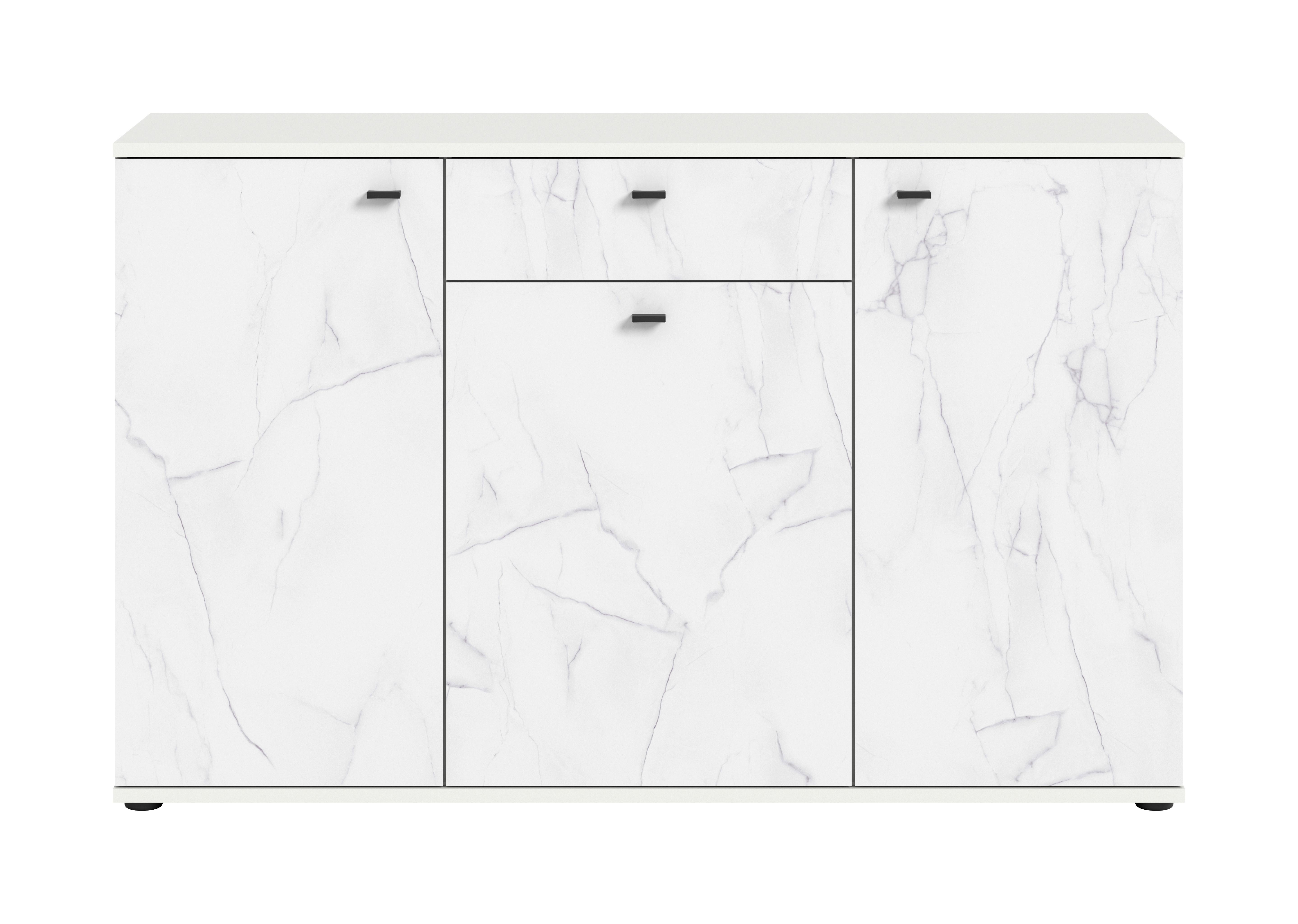 Komoda Stone - bijela/crna, Design, drvni materijal/plastika (138/87/40cm) - Modern Living
