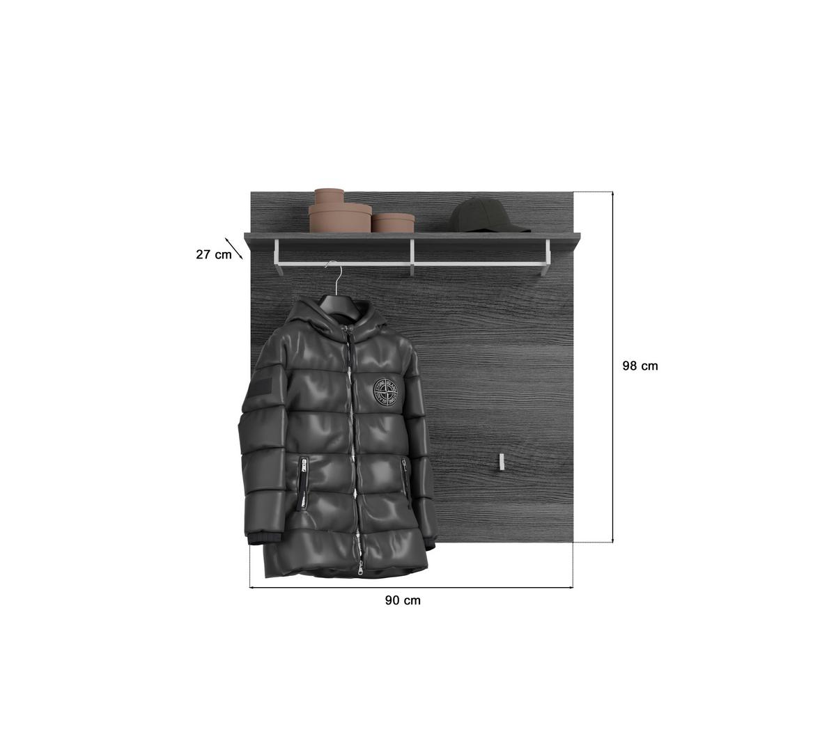 Panou cuier SCOUT - gri închis, Design, material pe bază de lemn (90/98/27cm) - Modern Living
