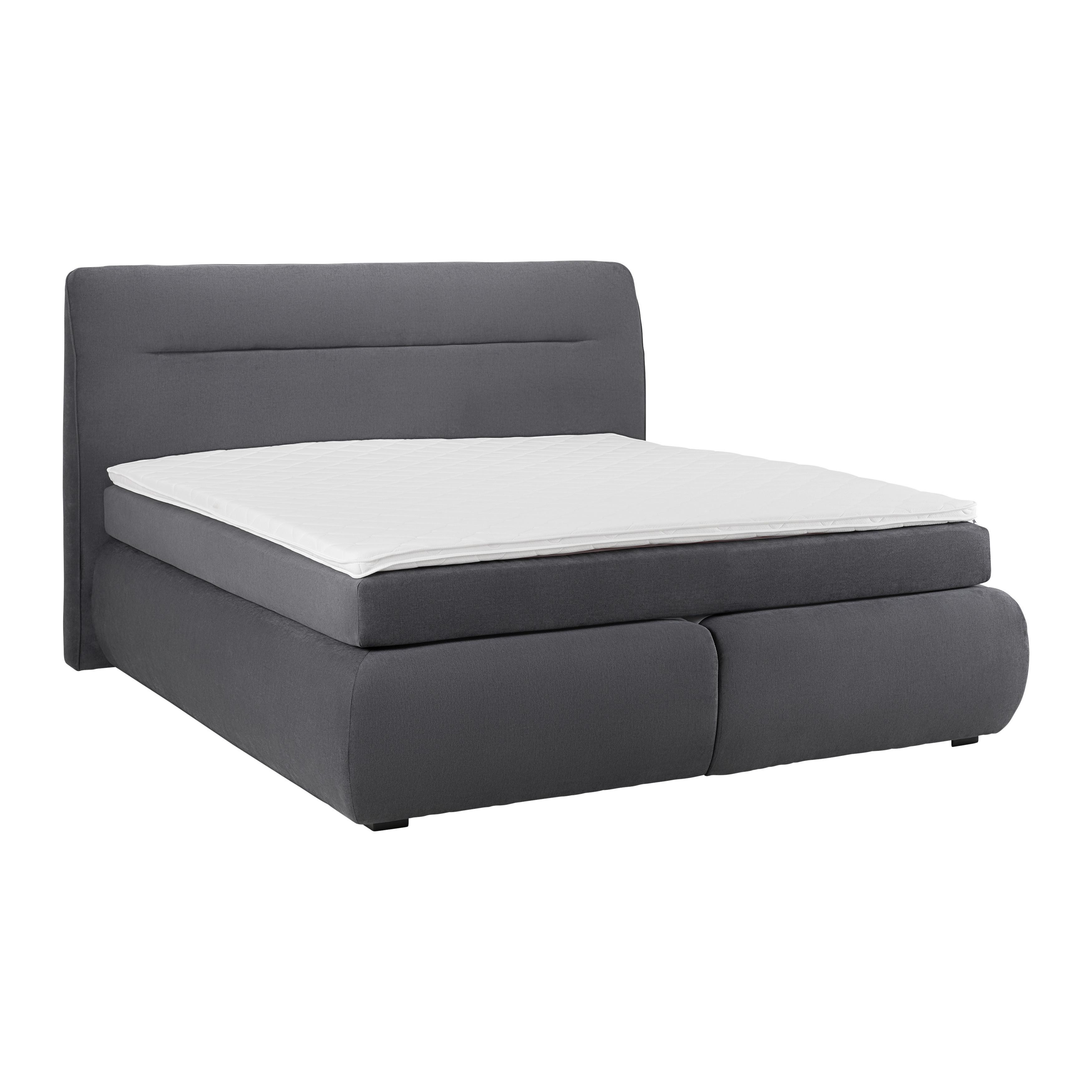 Boxspringbett Bella ca. 180x200 cm Grau mit Topper - Schwarz/Grau, MODERN, Holz/Kunststoff (180/200cm) - Bessagi Home