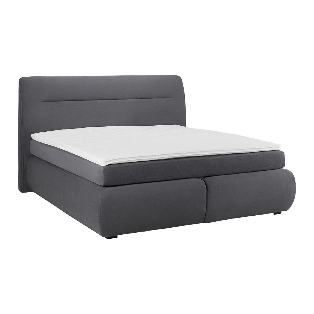 Boxspringbett "Bella", 200x200 cm, grau, mit Topper - Schwarz/Grau, Modern, Holz/Kunststoff (180/200cm) - Bessagi Home