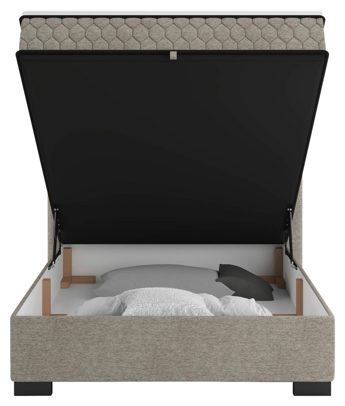 Boxbett Maya D Beige ca. 140x200cm - Beige/Schwarz, KONVENTIONELL, Holz/Holzwerkstoff (140/200cm) - Mömax