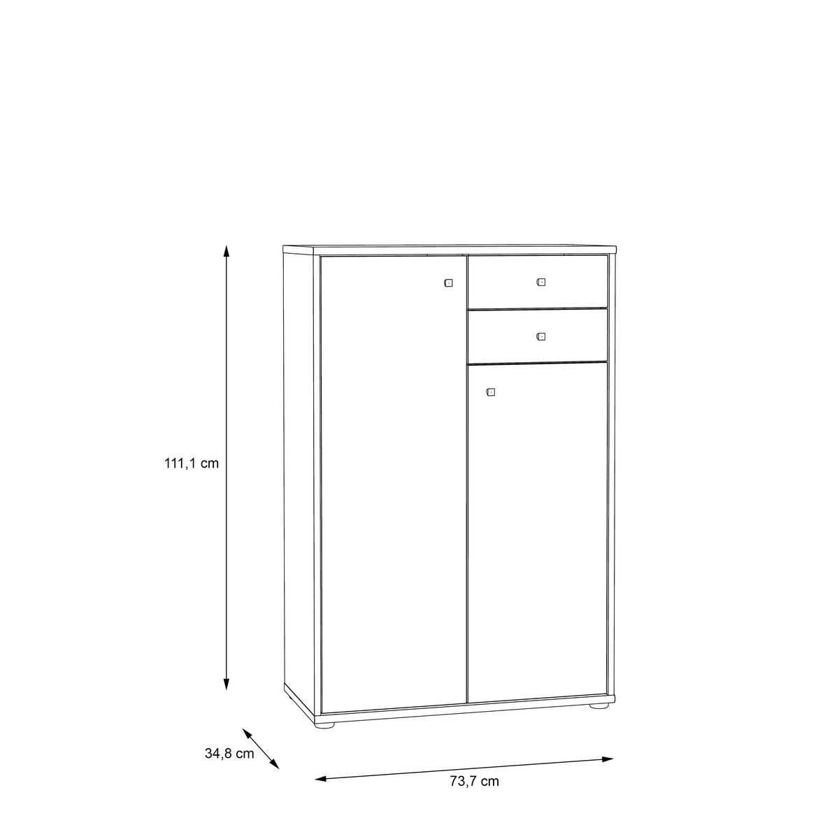 Komoda Tempra 2, Barva Hrasta - barve aluminija/hrast sonoma, Design, umetna masa/leseni material (73,7/111,1/34,8cm)