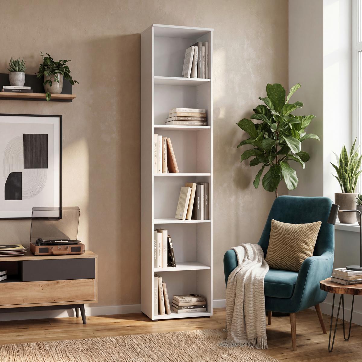 Polica Multi - bijela/antracit, Moderno, drvni materijal/plastika (45/195/40cm) - Modern Living