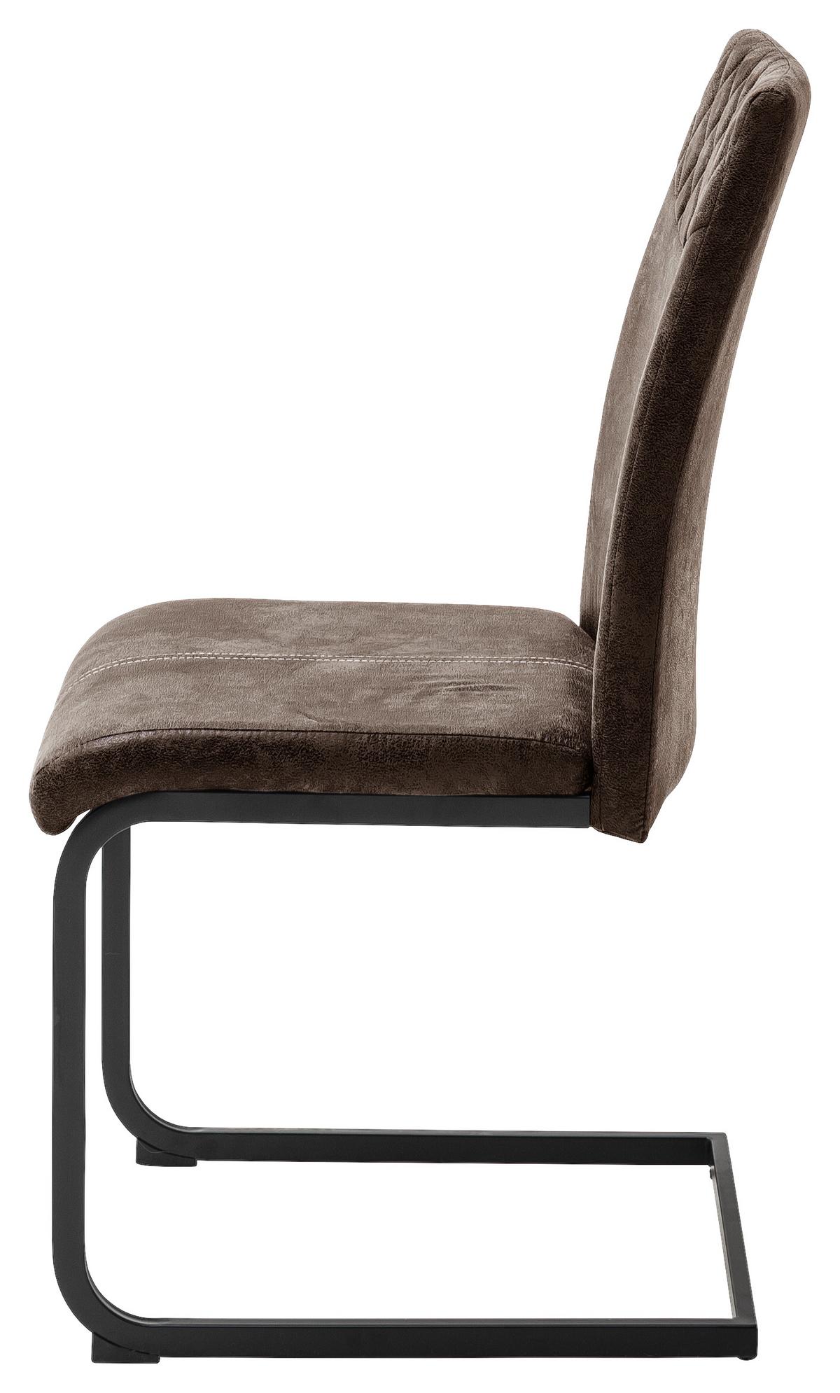 KRZESŁO NA PŁOZIE AOSTA    -TIME- - czarny/brązowy, Design, metal/tkanina (42/94/60cm) - Ti'me
