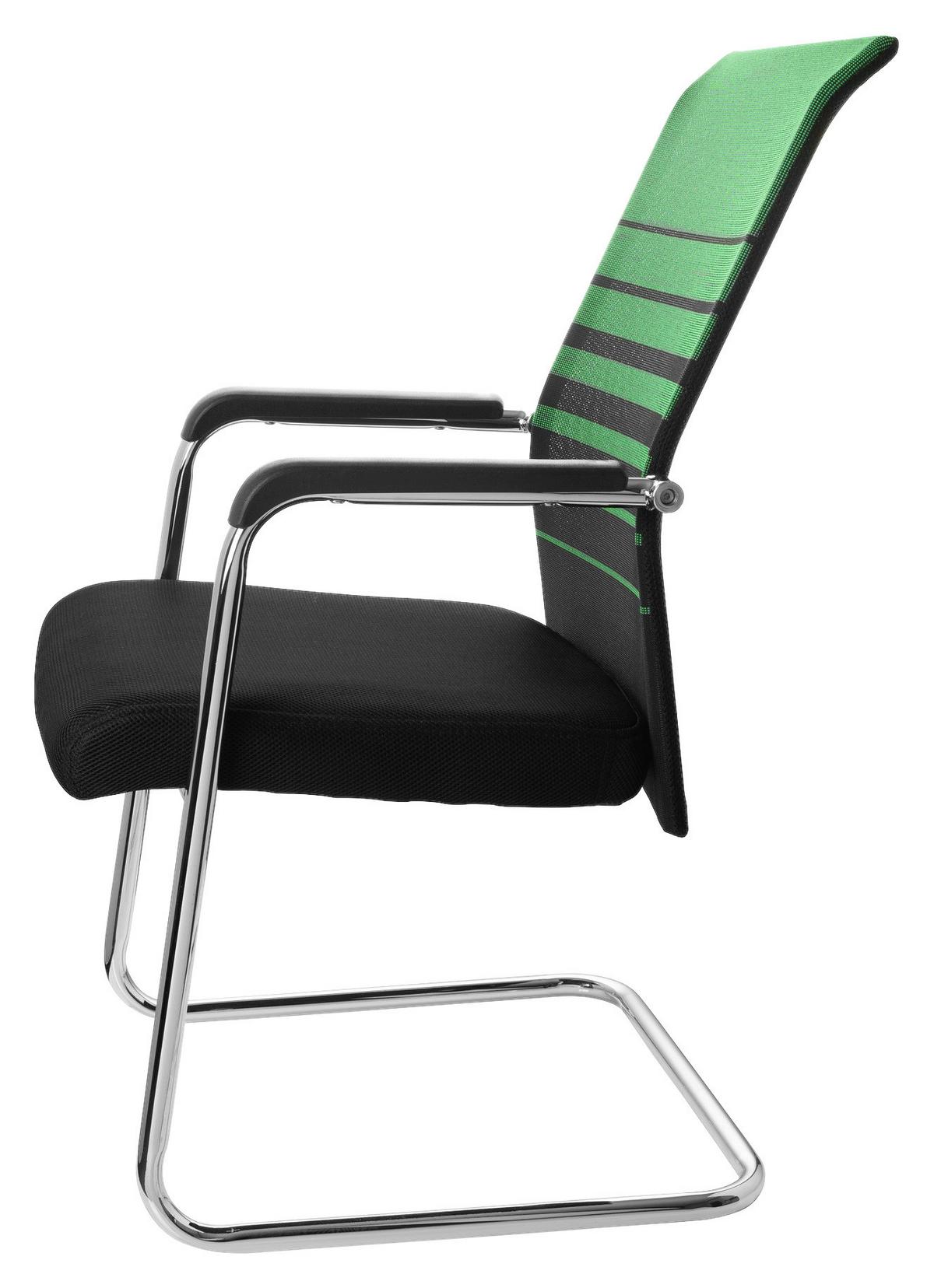 Konferenčni Stol Falcone V, Črna, Zelena - barve kroma/črna, Moderno, kovina/tekstil (57/104/55cm) - MID.YOU