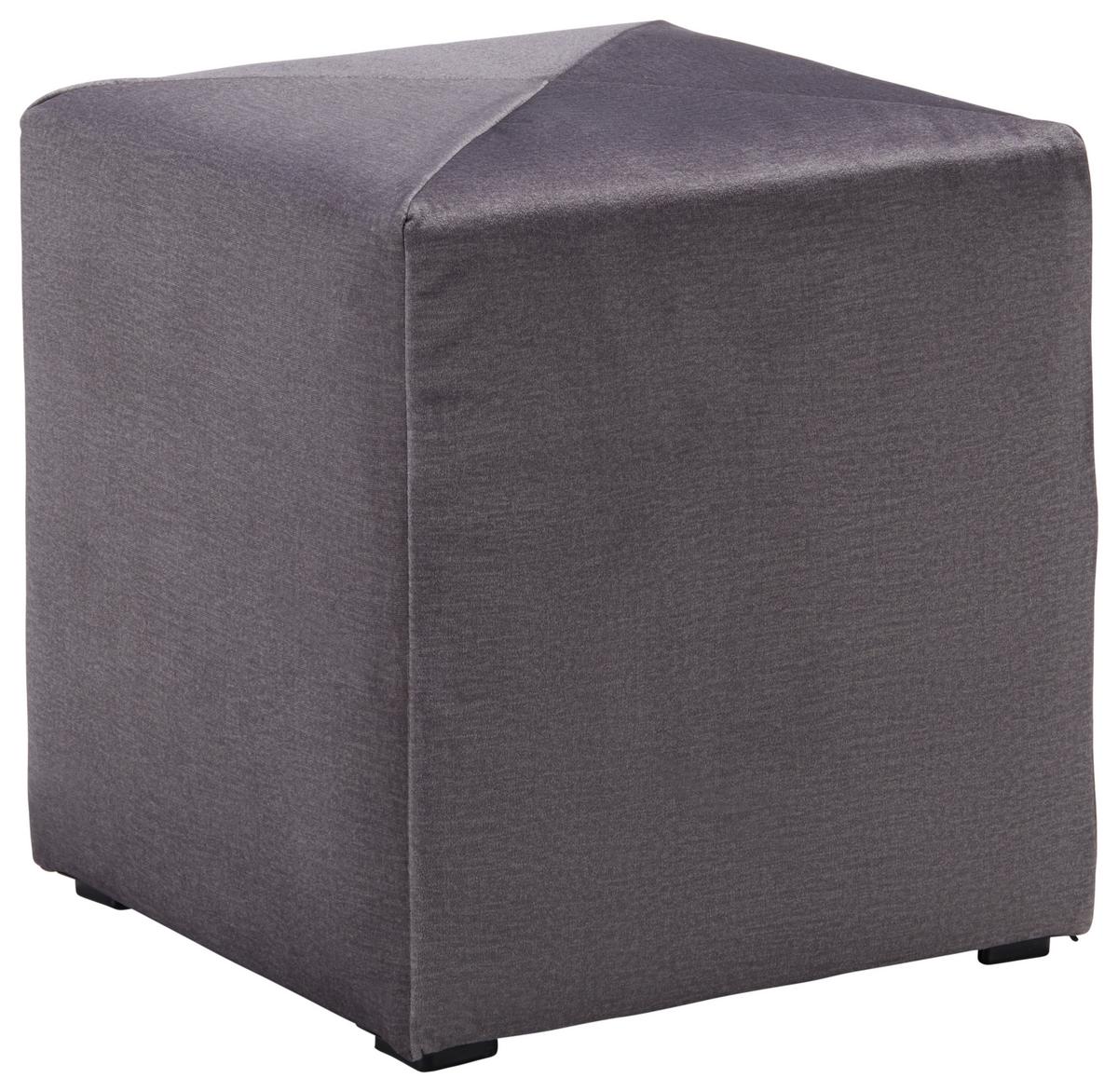 Hocker aus Samt in Grau - Schwarz/Grau, Kunststoff/Textil (40/42/40cm) - Mömax