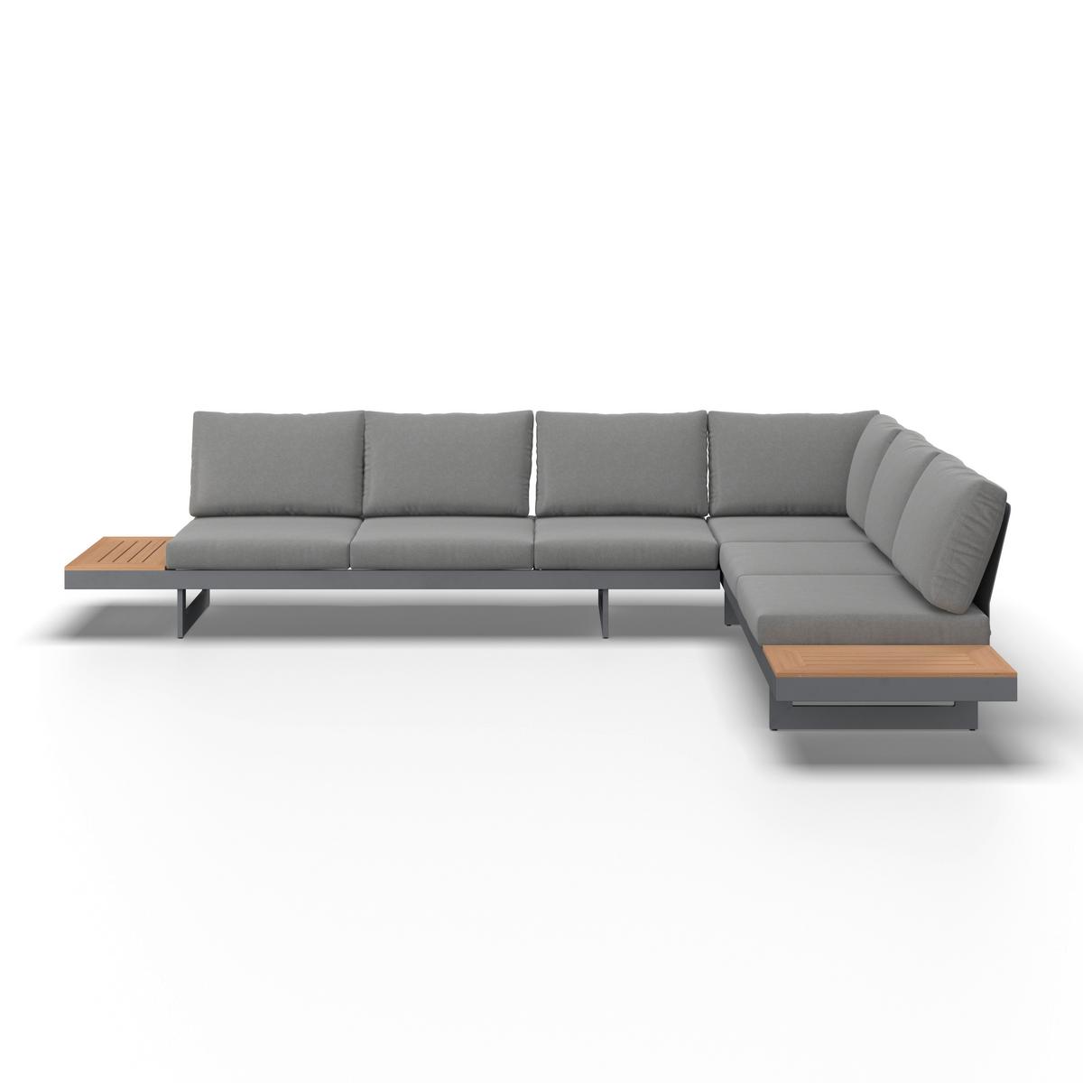 Loungegarnitur Sabrina Grau Metall/Outdoorstoff +Abdeckung - Dunkelgrau/Naturfarben, MODERN, Kunststoff/Textil (232/79/78cm) - Bessagi Garden