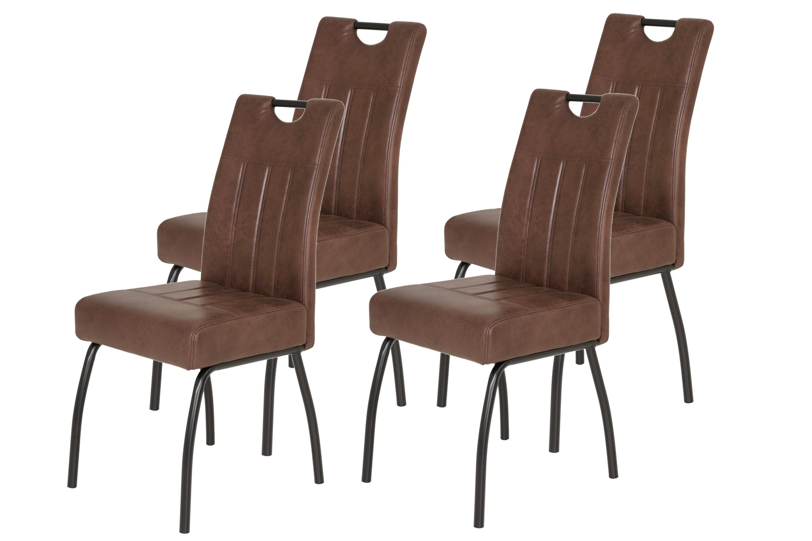 Stuhl-Set Beate S 4er-Set ca. 43x99 cm Braun - Schwarz/Braun, MODERN, Textil/Metall (43/99/60cm) - MID.YOU