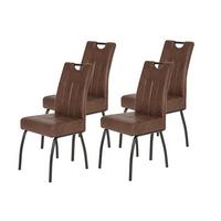 Stuhl-Set Beate S 4er-Set ca. 43x99 cm Braun - Schwarz/Braun, MODERN, Textil/Metall (43/99/60cm) - MID.YOU