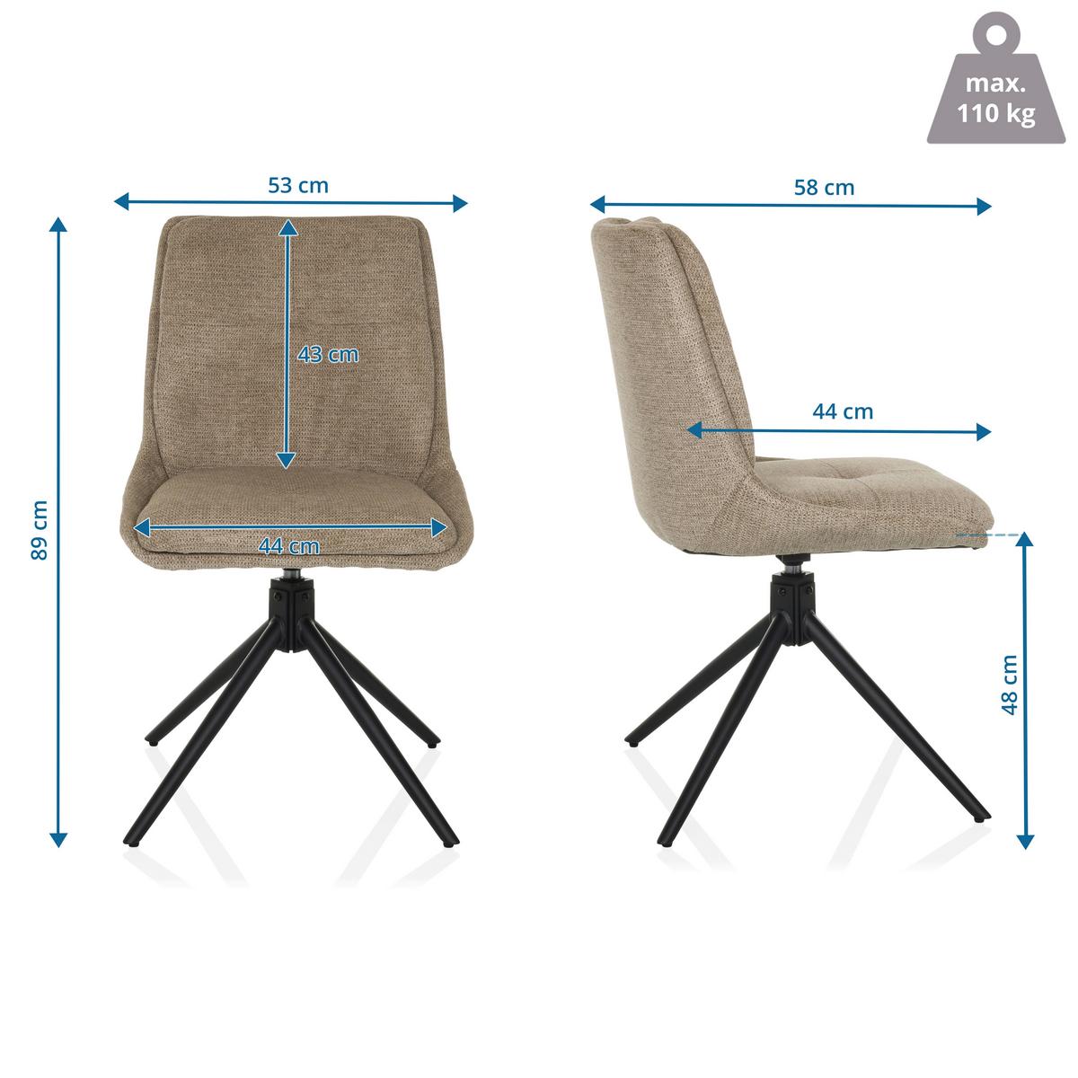 Vrtljivi Stol Tarviso I, Bež - črna/bež, Moderno, kovina/tekstil (53/89/58cm) - MID.YOU