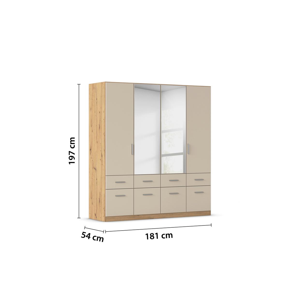 Omara Za Oblačila Celle Matt, Barva Šampanjca, Hrast - barve šampanjca/barve aluminija, Trend, umetna masa/leseni material (181/197/54cm)