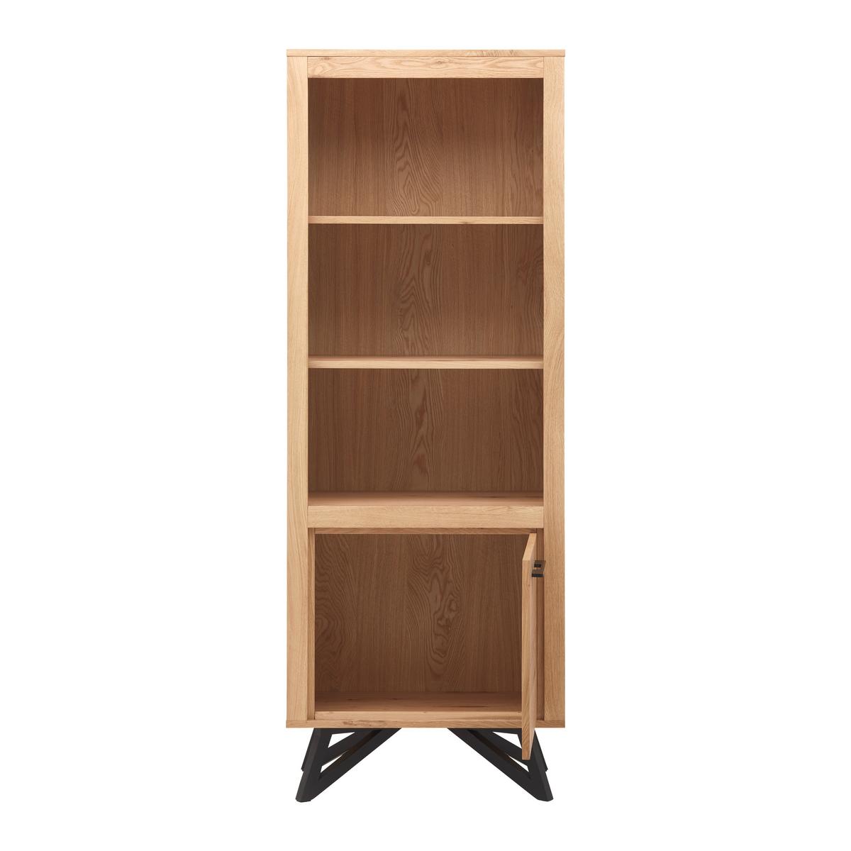 Vitrine Emilio Eichefarben/Schwarz MDF - Eichefarben/Schwarz, MODERN, Holz/Metall (65/175/40cm) - Bessagi Home