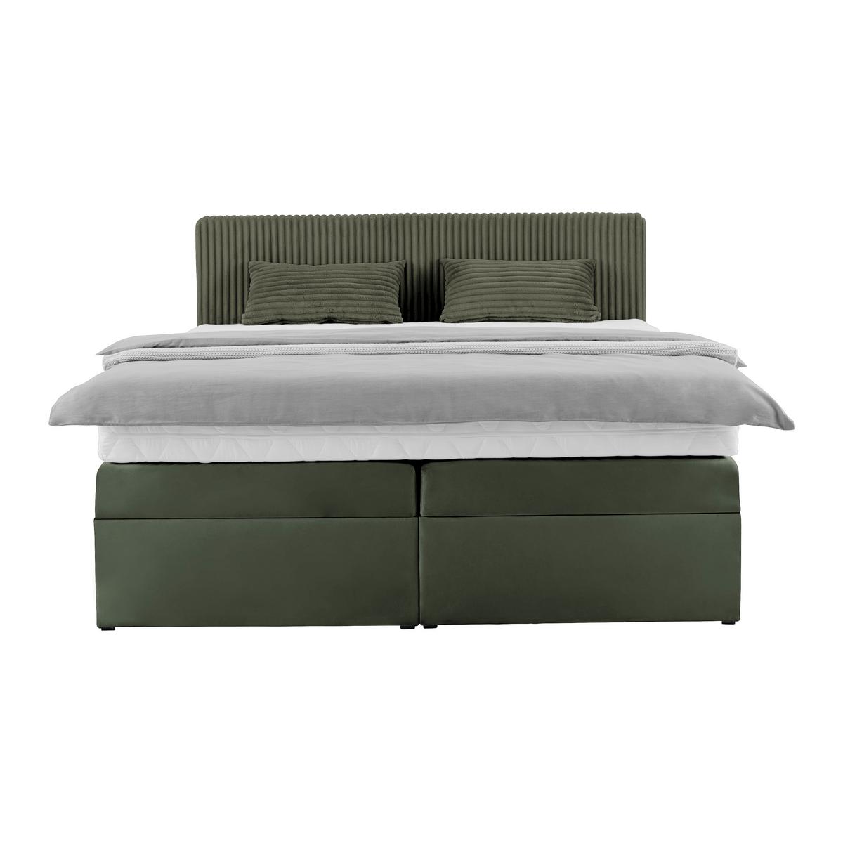 Boxspringbett Rossa in Olivgrün ca. 180x200cm - Schwarz/Olivgrün, KONVENTIONELL, Holzwerkstoff/Kunststoff (180/200cm) - Mömax