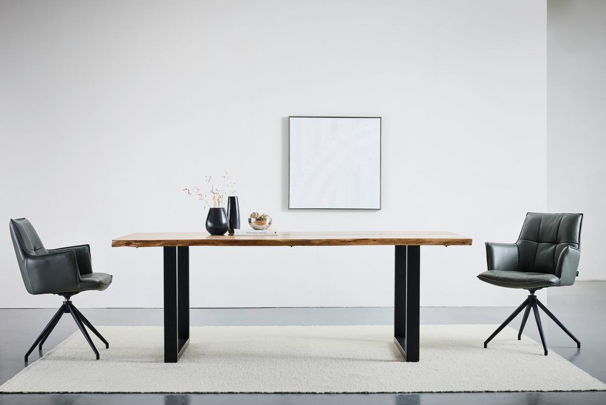 KRZESŁO Z PODŁOKIETNIKAMI OSAKA 5.0 -EXKLUSIV- - antracytowy/czarny, Design, skóra/metal (60/89,5/63cm) - Novel