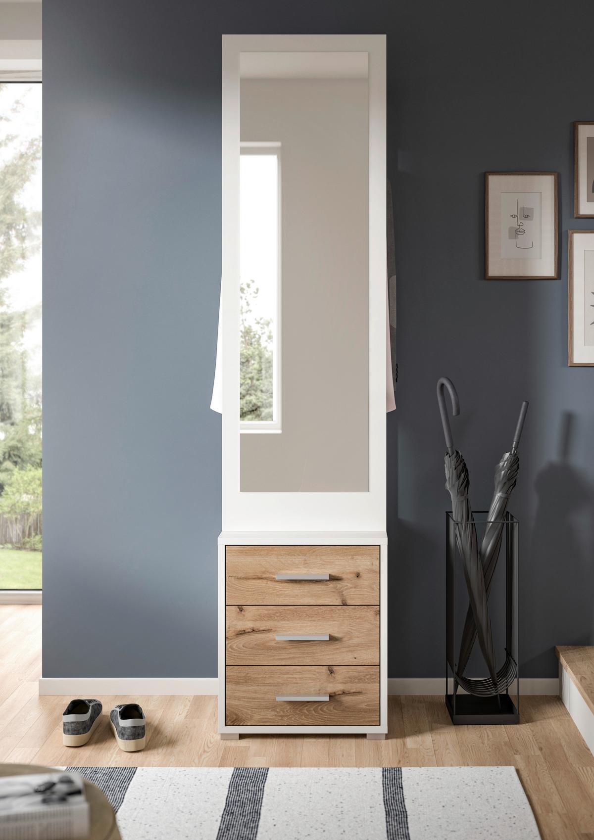 Predsoba Polo, Bela, Barva Hrasta, 2-Delna - bela/temni hrast, Design, leseni material (45/190/38cm) - Livetastic