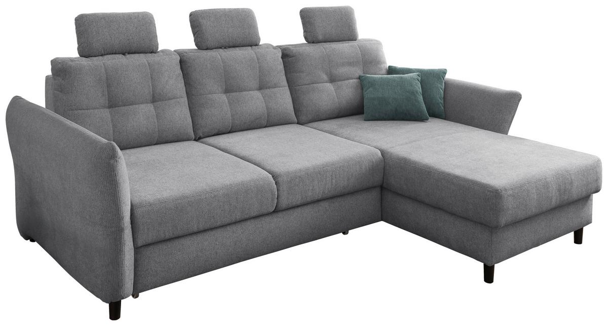 Wohnlandschaft Brizzini Silberfarben Chenille - Mintgrau/Silberfarben, MODERN, Holz/Textil (250-280/176cm) - Livetastic
