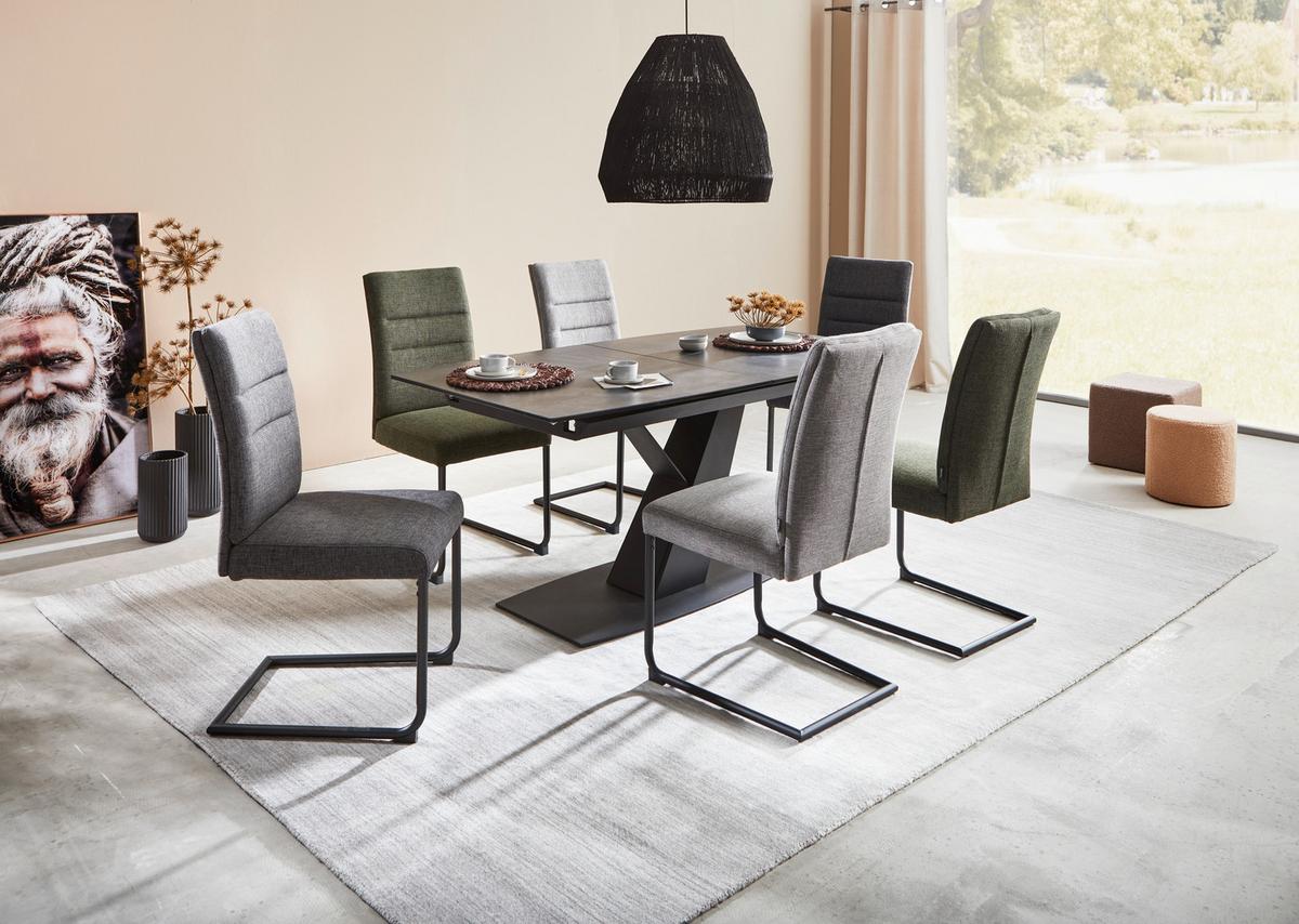 KRZESŁO NA PŁOZIE ROSY - kolor stalowy/ciemnoszary, Design, metal/tkanina (48/98/63cm) - Novel