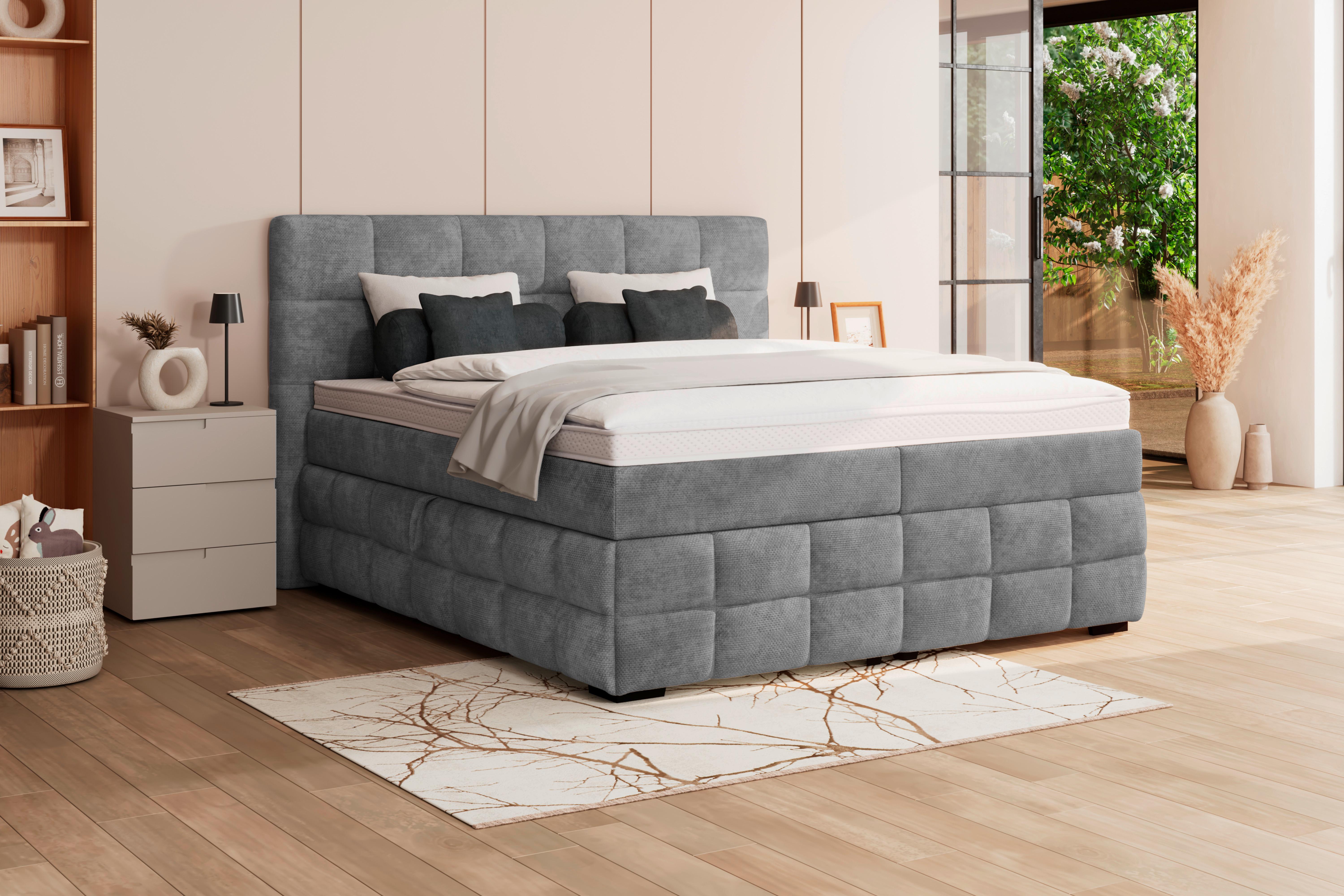 Pat Box Vega - gri, Trend, lemn/textil (180/200cm) - Modern Living