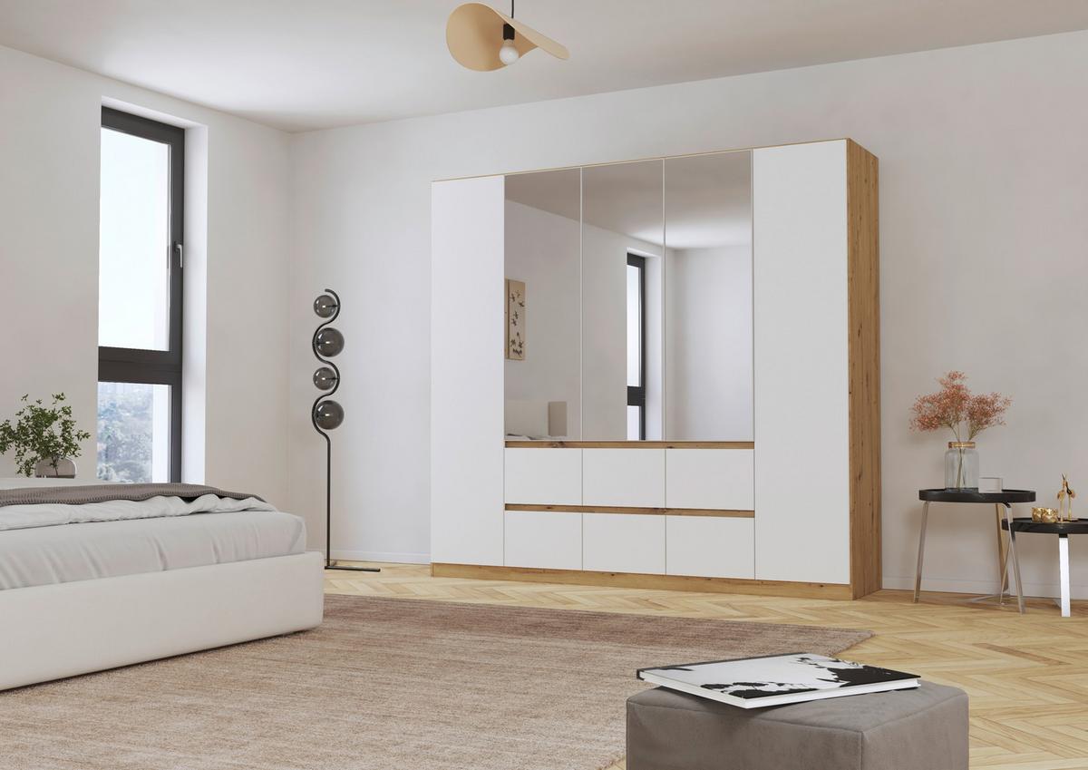 DULAP  USI ROTATIVE MAINZ - argintiu/alb, Basics, material pe bază de lemn (226/210/54cm) - Modern Living