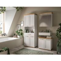 Badezimmer Verona Lärchenfarben/Eiche Artisan - Silberfarben/Lärchefarben, Trend, Glas/Holzwerkstoff (143cm) - MID.YOU