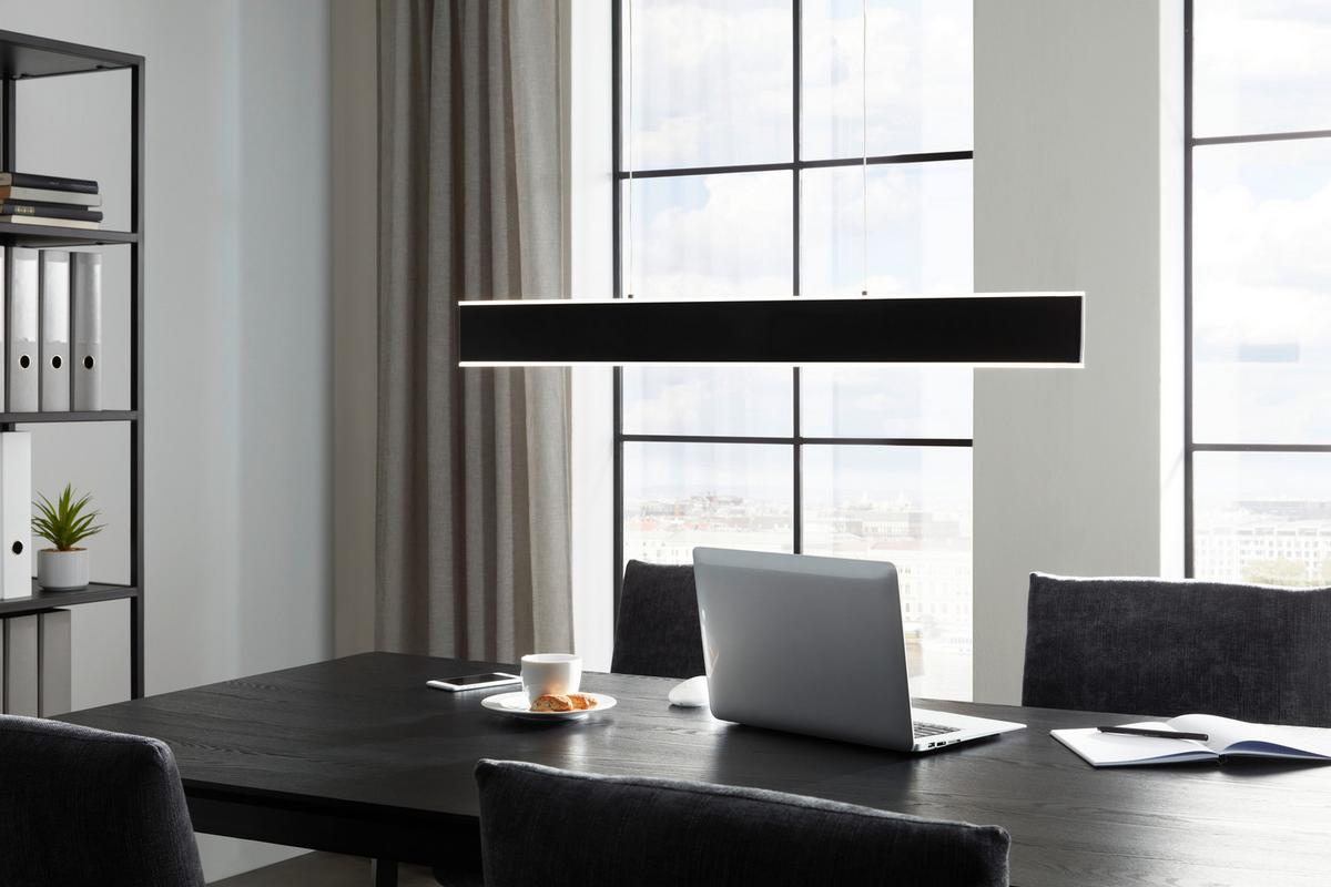 LED Függőlámpa Saki - fekete, Modern, műanyag/fém (90cm) - Premium Living