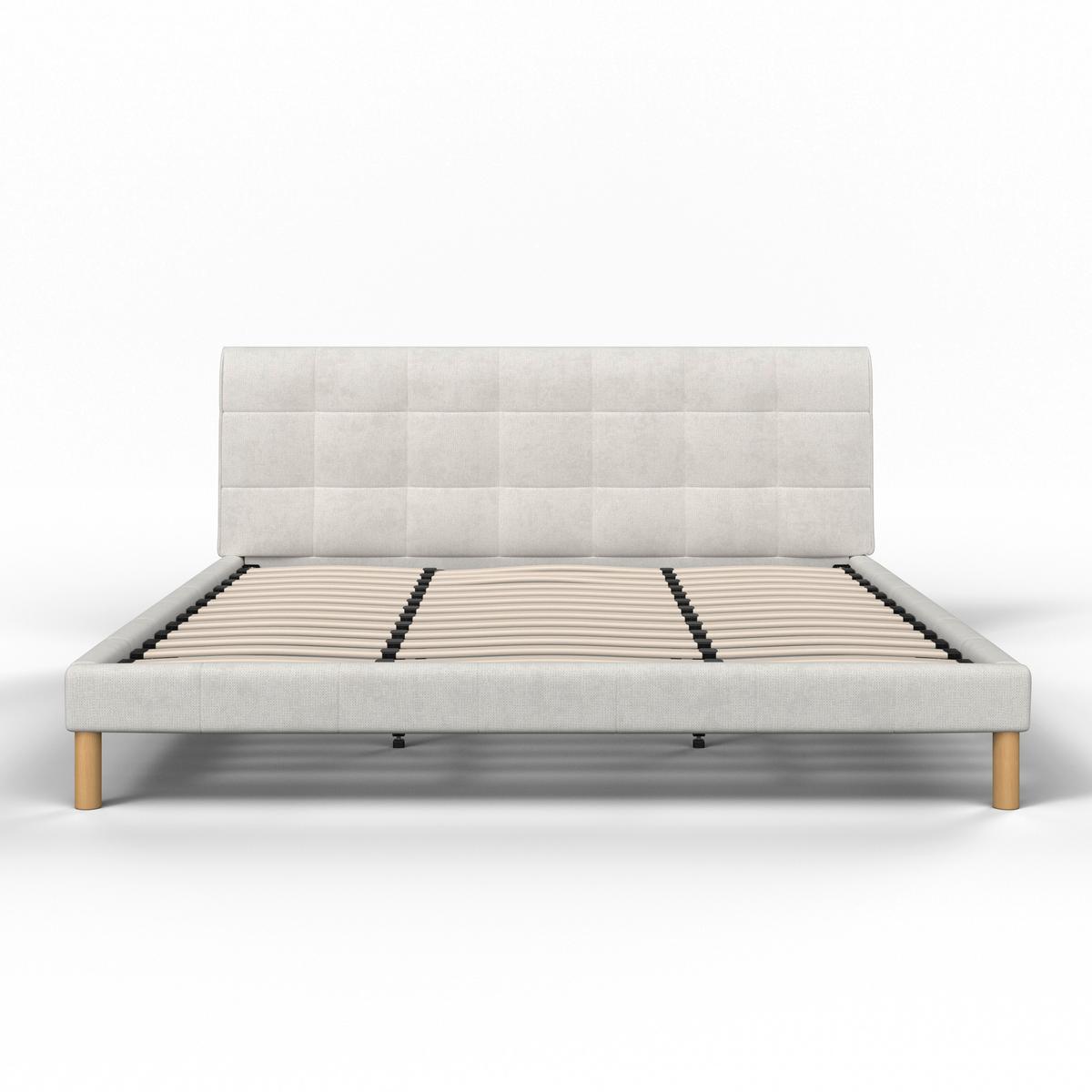 Oblazinjena Postelja Mara - naravne barve/bež, Moderno, kovina/tekstil (180/200cm) - Bessagi Home