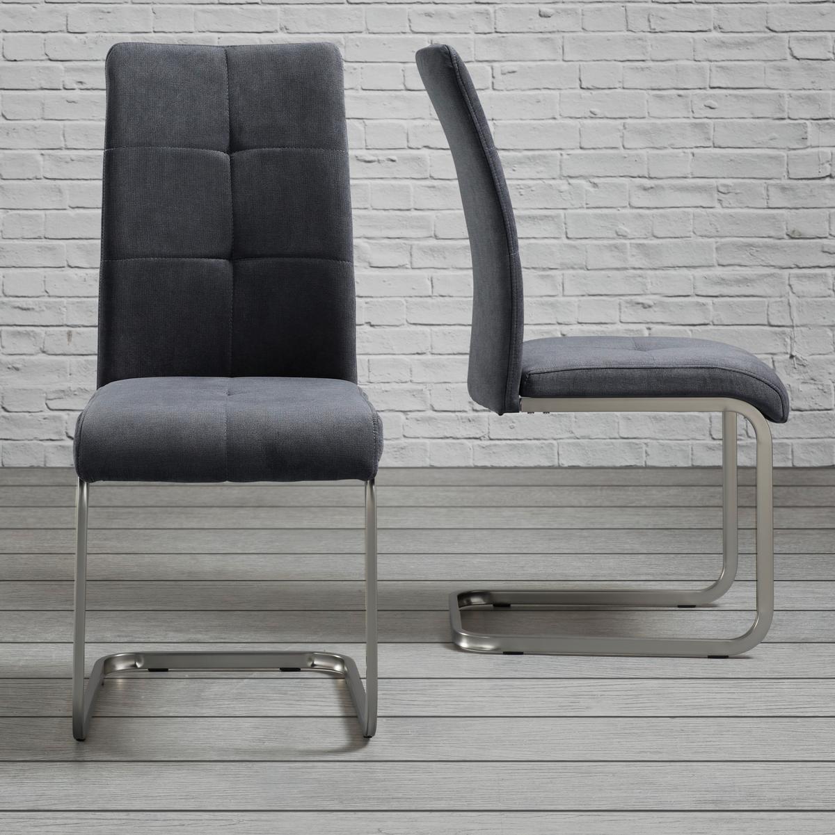 Schwingstuhl Lucie Grau Webstoff Gepolstert - Chromfarben/Grau, MODERN, Holz/Textil (42,5/98/45cm) - Bessagi Home