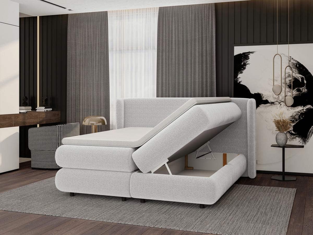 Boxspring Krevet Elodie - bijela/crna, Konvencionalno, tekstil/plastika (160/200cm) - Premium Living