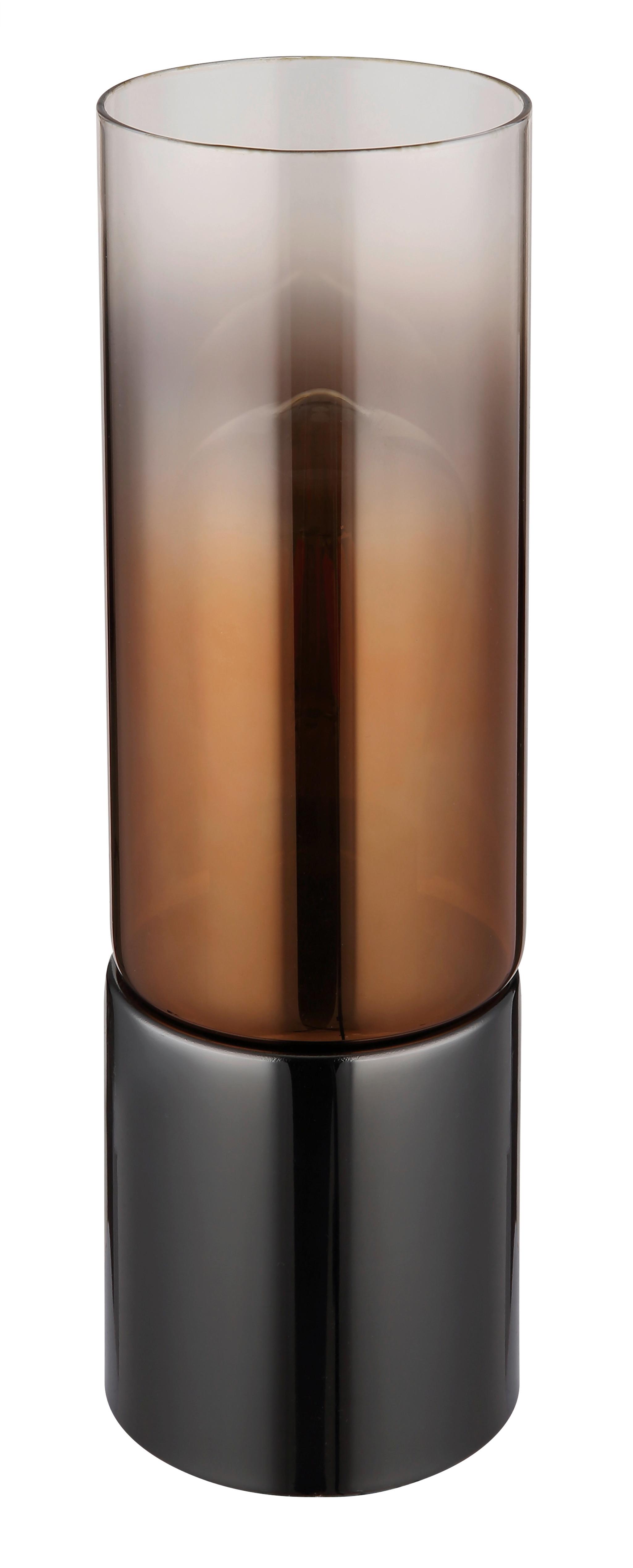 Tischleuchte Annika Kupferfarben max. 25 Watt - Klar/Schwarzchrom, KONVENTIONELL, Glas/Textil (9/30cm) - Globo