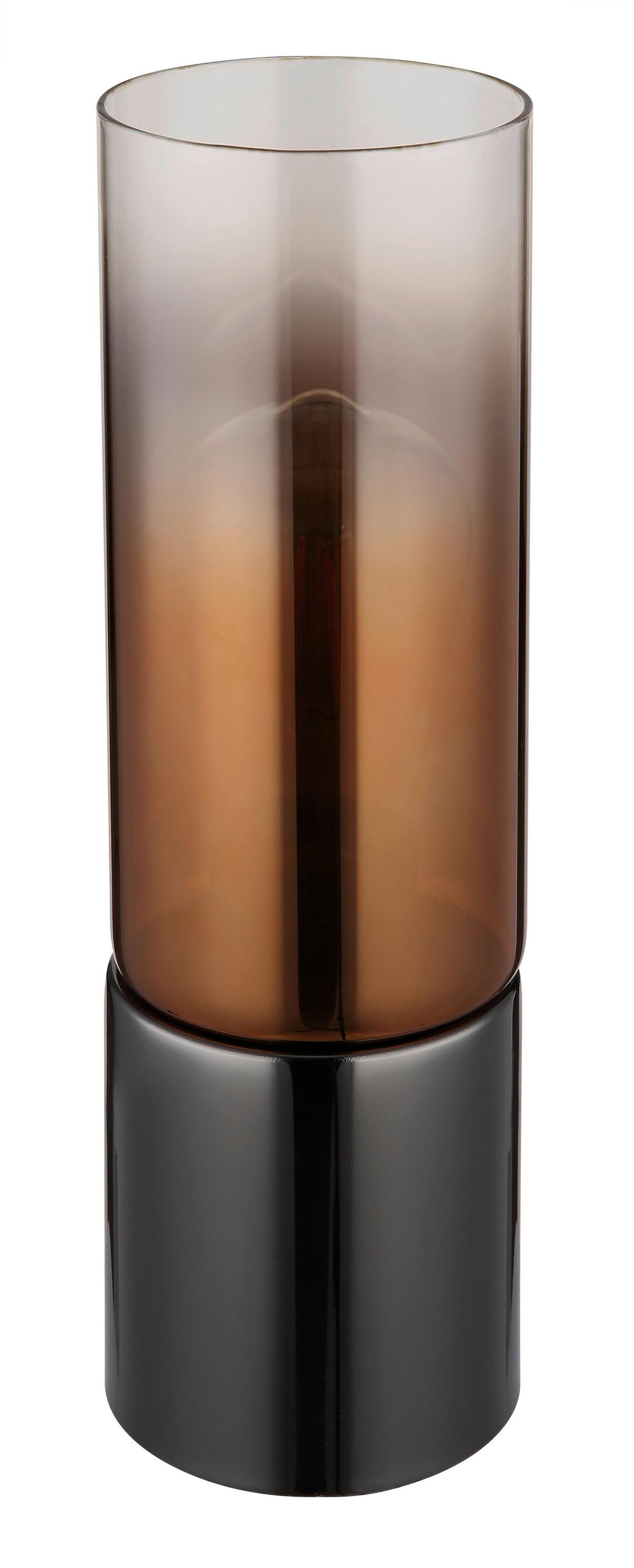 Tischleuchte Annika Kupferfarben max. 25 Watt - Klar/Schwarzchrom, KONVENTIONELL, Glas/Textil (9/30cm) - Globo