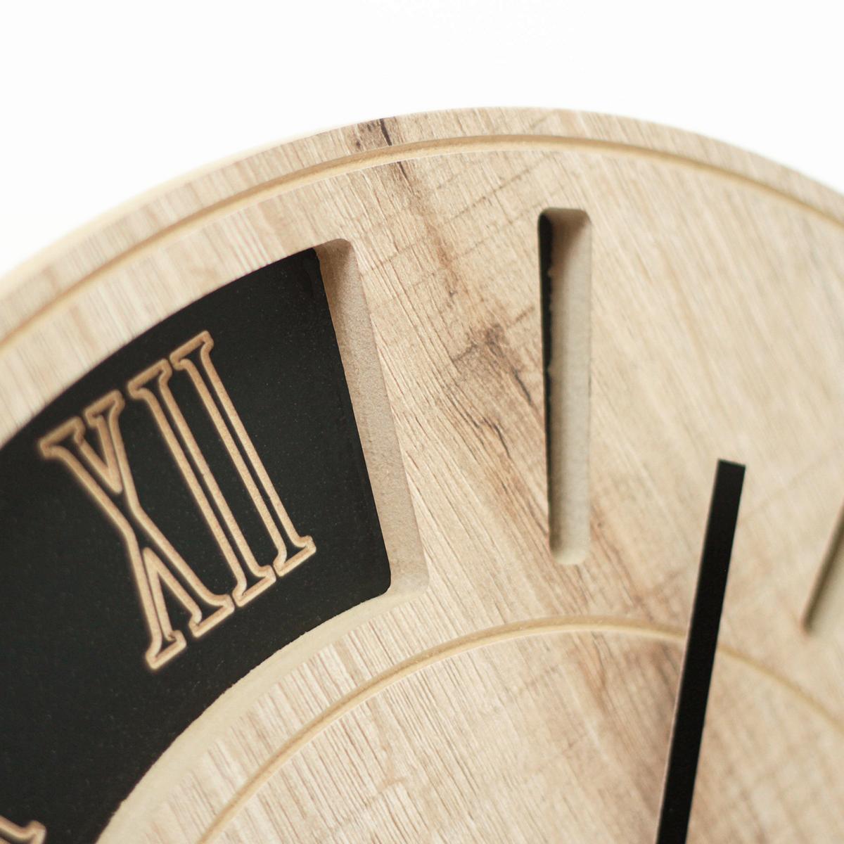 Wanduhr Schwarz/Eichefarben Ø ca. 36cm - Eichefarben/Schwarz, Basics, Holz/Kunststoff (36cm)