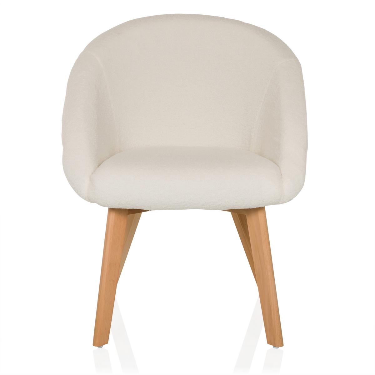 Naslanjač Scandi Ted, Bela - bela/barve bukve, Moderno, tekstil/les (68/85/62cm) - MID.YOU