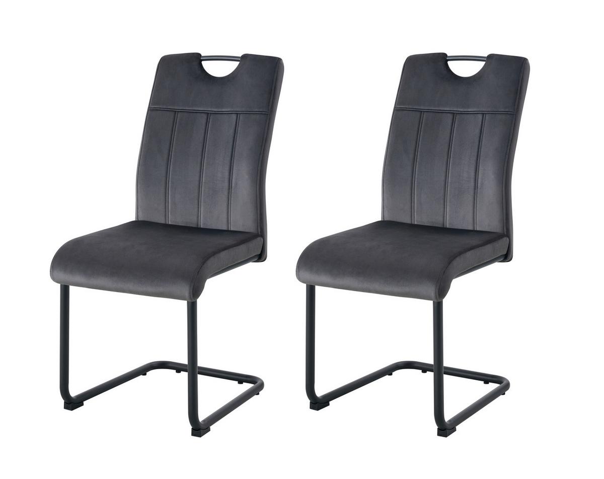 Set Nihajnih Stolov Lisa, Antracit, 2 Kos - črna/antracit, Moderno, kovina/tekstil (43/98/61cm) - MID.YOU