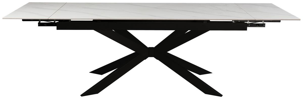Ausziehtisch Leon Weiß ca. 180-260x90x76cm - Schwarz/Weiß, MODERN, Keramik/Metall (180-260/90/76cm) - Premium Living
