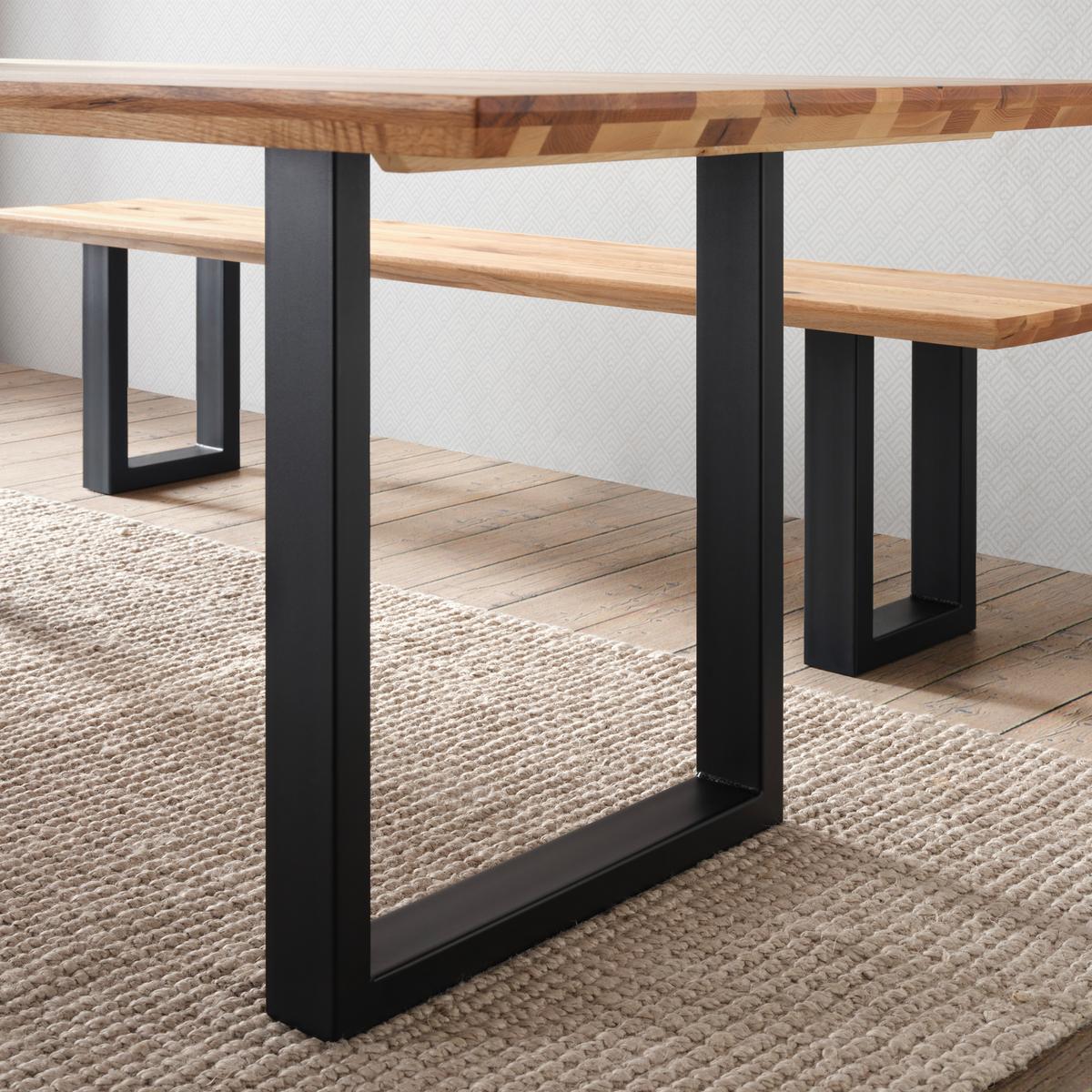 Esstisch Palais Eichefarben Echtholz ca. 220x100x77cm - Eichefarben/Schwarz, Modern, Holz/Metall (220/100/77cm) - Premium Living