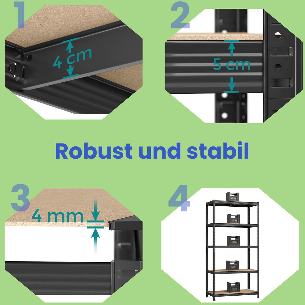 Schwerlastregal Schwarz/Hellbraun - Hellbraun/Schwarz, Basics, Holzwerkstoff (100/200/50cm)