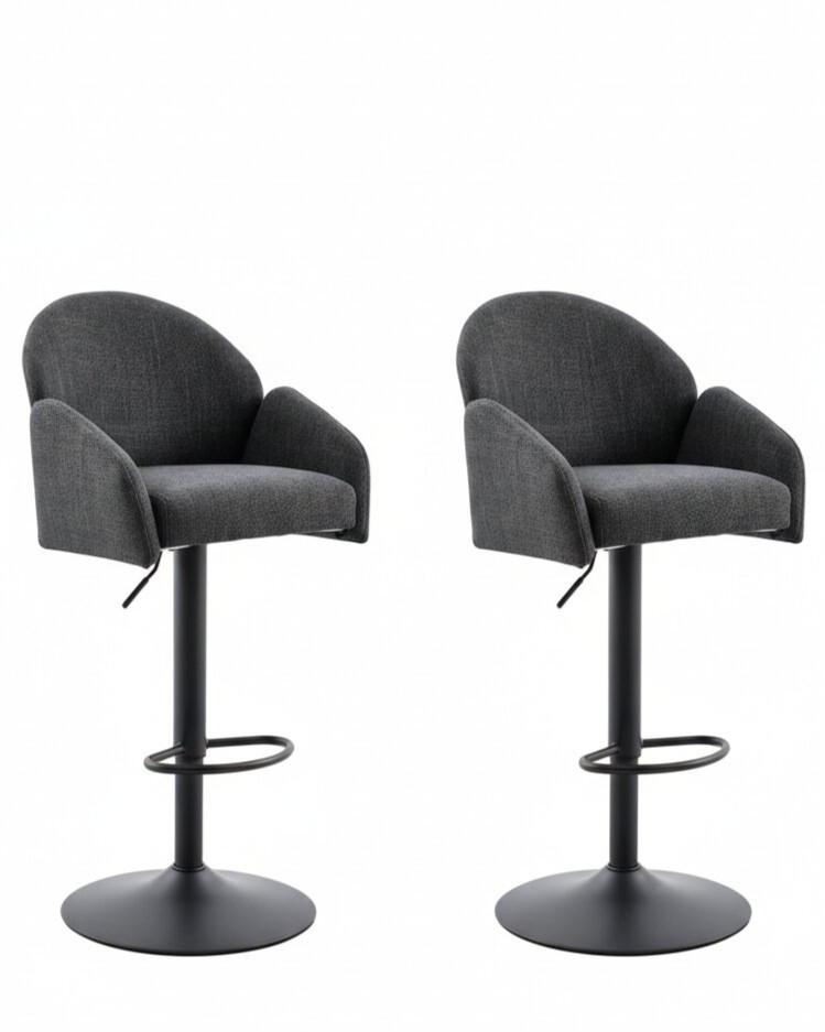 BARHOCKER-SET HOLLY H 2ER-SET - Anthrazit/Schwarz, MODERN, Textil/Metall (53/96-117/57cm) - MID.YOU