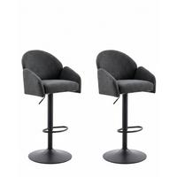 BARHOCKER-SET HOLLY H 2ER-SET - Anthrazit/Schwarz, MODERN, Textil/Metall (53/96-117/57cm) - MID.YOU