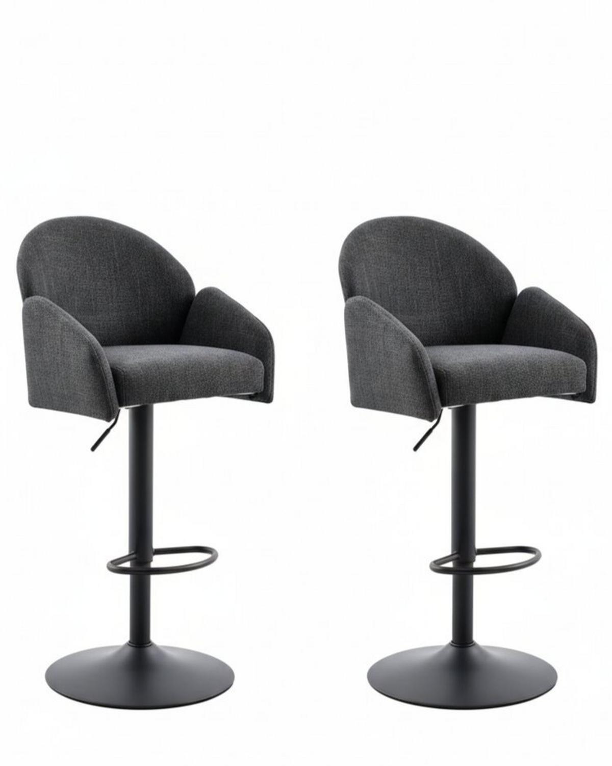 BARHOCKER-SET HOLLY H 2ER-SET - Anthrazit/Schwarz, MODERN, Textil/Metall (53/96-117/57cm) - MID.YOU