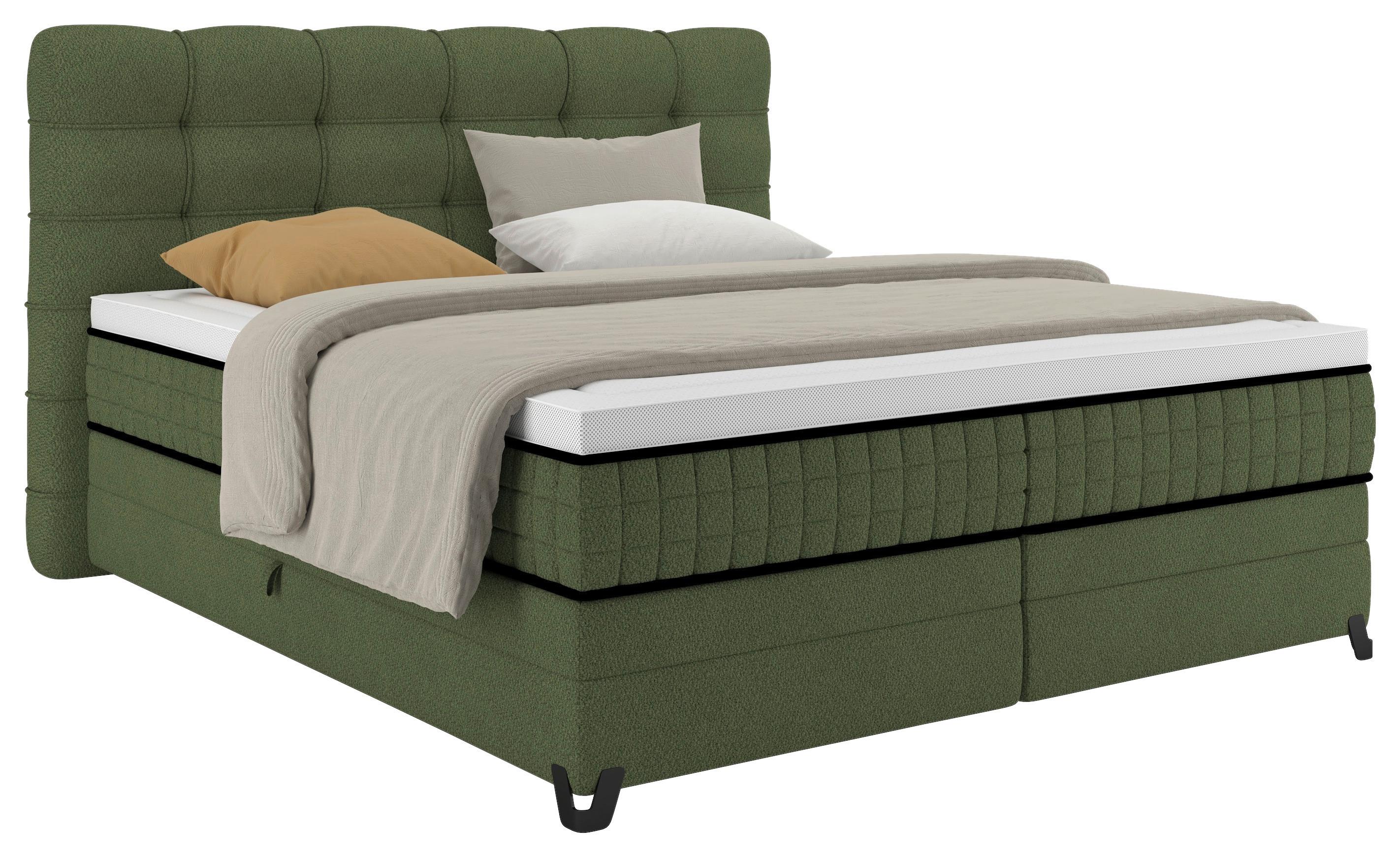 Boxspringbett Carmen C Grün ca. 180x200cm - Grün, KONVENTIONELL, Holz/Holzwerkstoff (180/200cm) - Premium Living