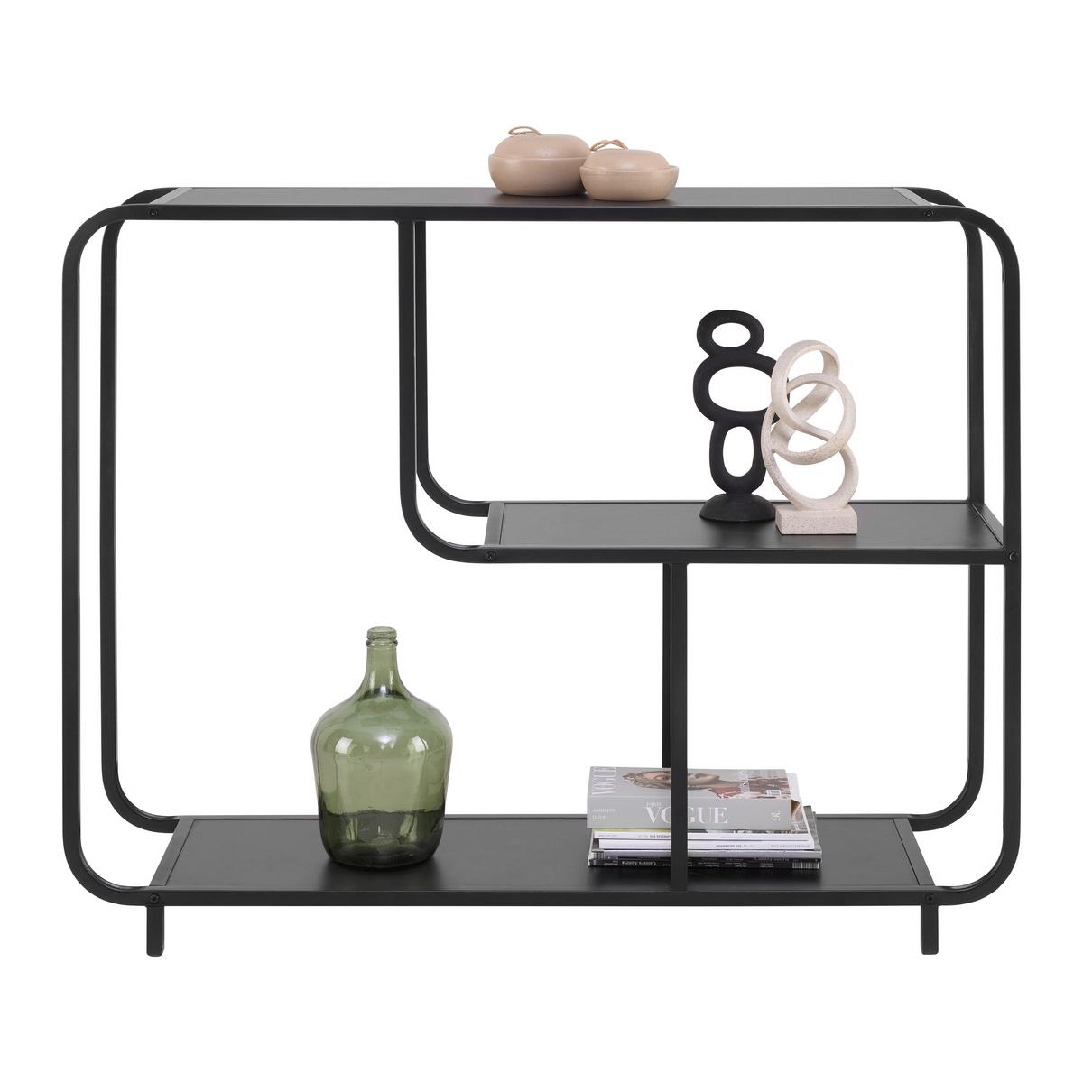Etajeră BEND - negru, Modern, metal/material pe bază de lemn (120/95/33cm) - Modern Living