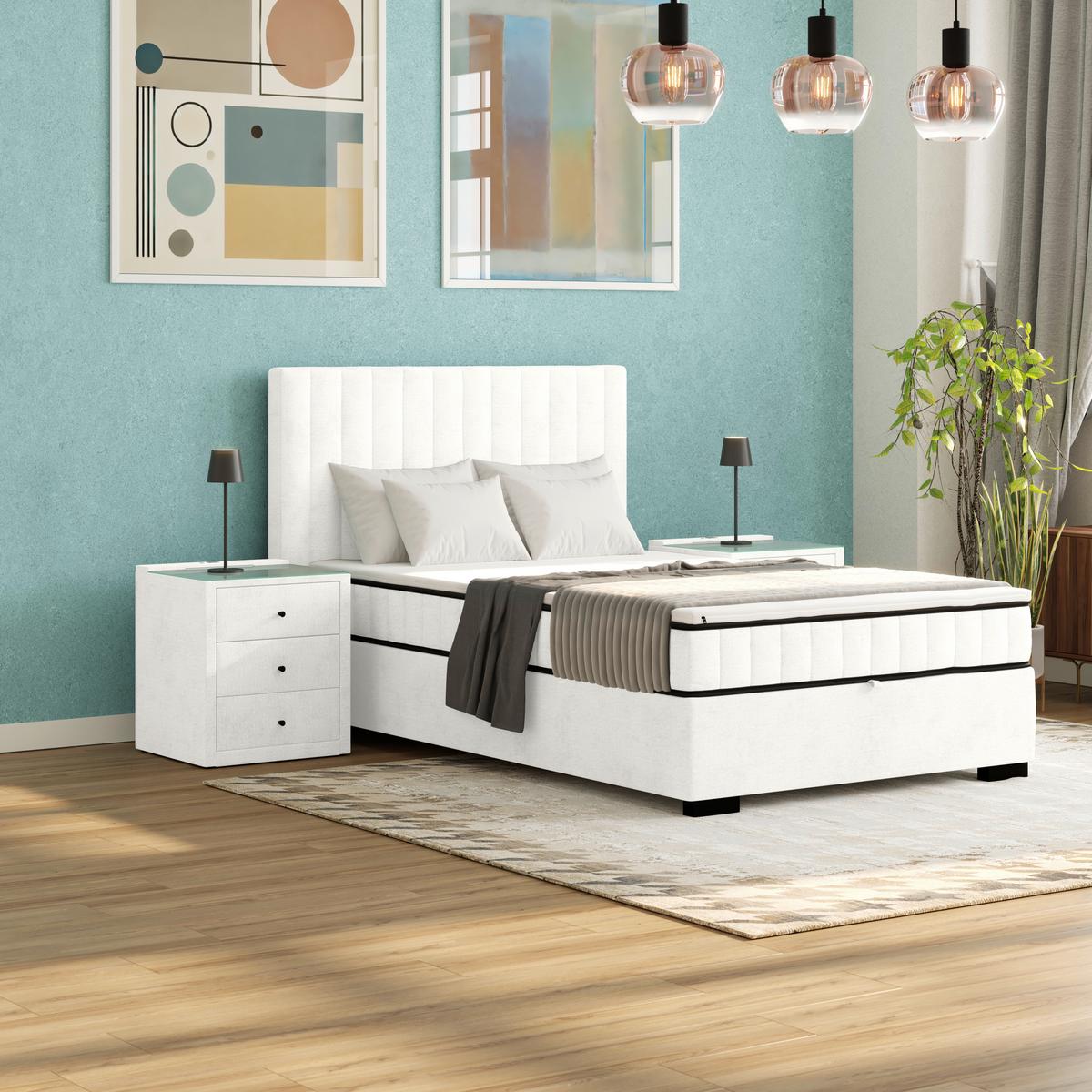 Box Krevet Maya C - crna/krem, Moderno, drvni materijal/drvo (100/200cm) - Modern Living