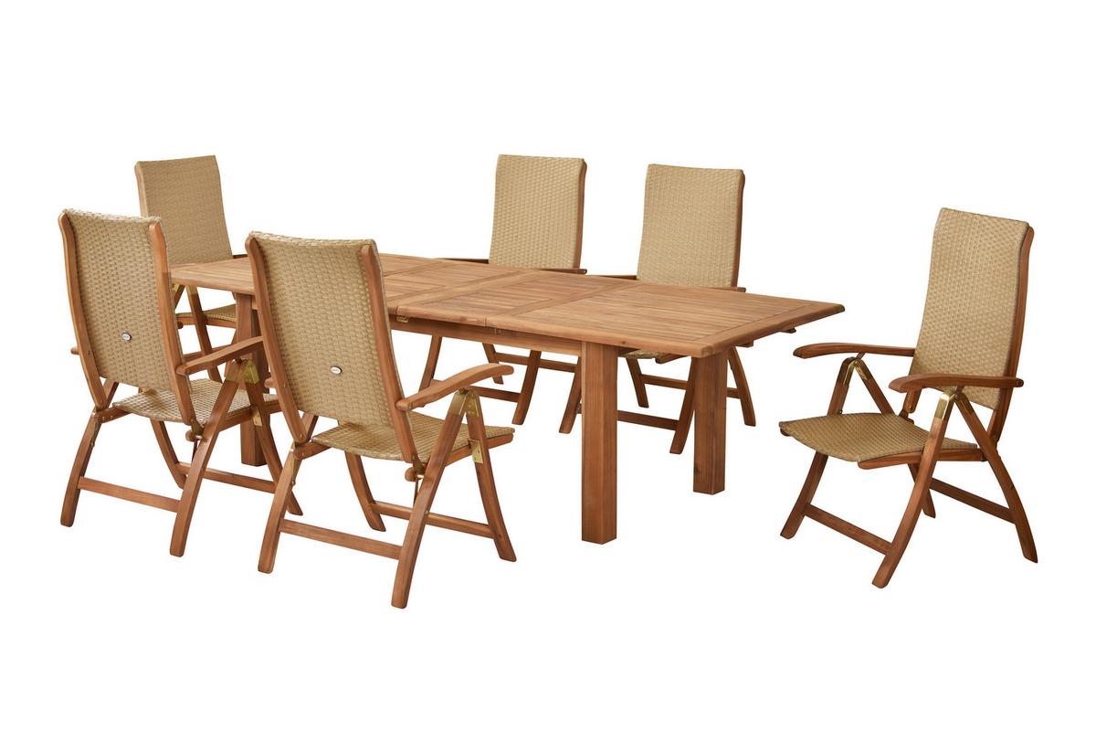 Gartentischgruppe Capri Naturfarben - Naturfarben, KONVENTIONELL, Holz/Kunststoff - Gardenson