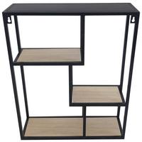 Stenski Regal Remus, Črna, Barva Hrasta - črna/naravne barve, Moderno, kovina/leseni material (40/50/12cm)