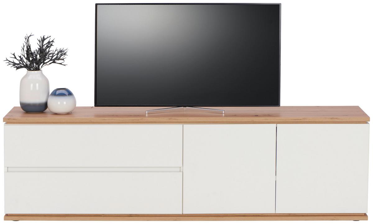 KOMODA NISKA YAMAEL - biały/czarny, Design, materiał drewnopochodny/tworzywo sztuczne (184/54/42cm) - Xora