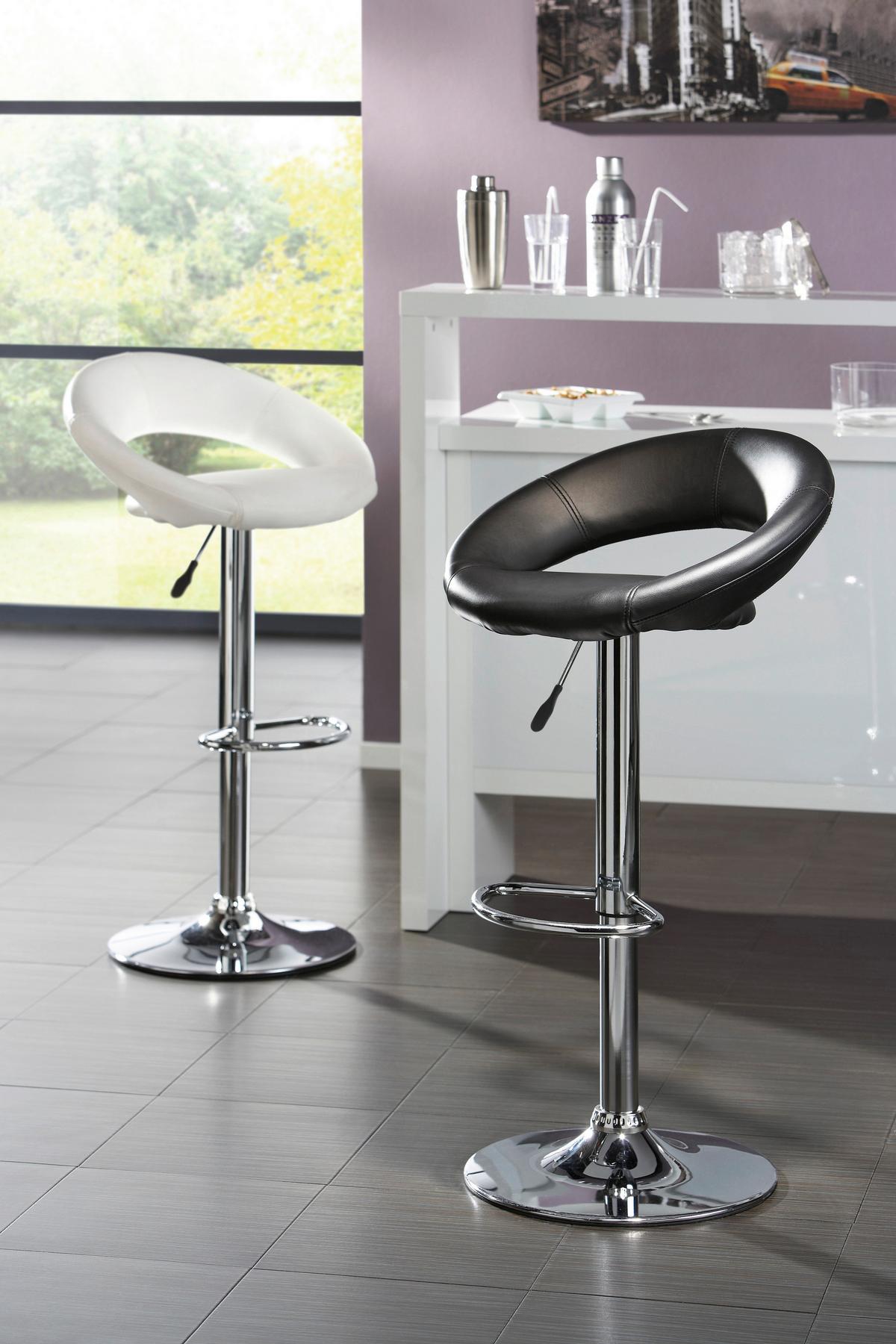 Barhocker in Schwarz - Chromfarben/Schwarz, KONVENTIONELL, Holz/Kunststoff (50/82-103/56cm) - Mömax