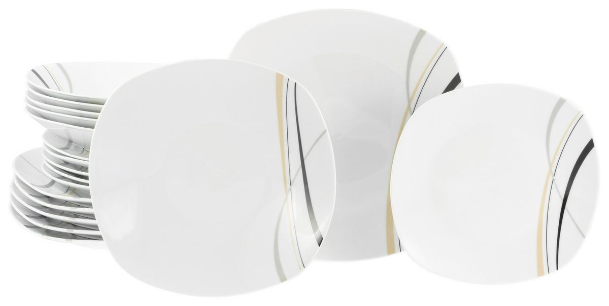 Jedilni Servis Square City Line, 18-Delni - siva/bela, Trend, keramika - Creatable